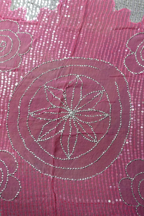 Pink And White Vintage Sequinned Dupatta - Preloved