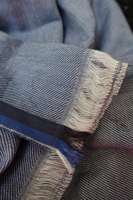 Blue And White Woven Scarf