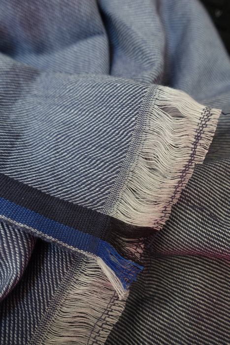 Blue And White Woven Scarf