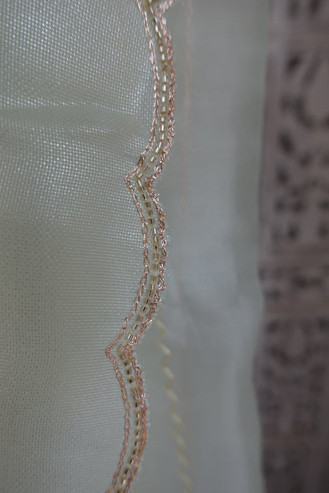 Pale Green Voile Beaded Zig Zag Dupatta - New