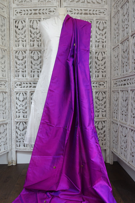 Purple Vintage Silk With Matt Gold Sequins - New