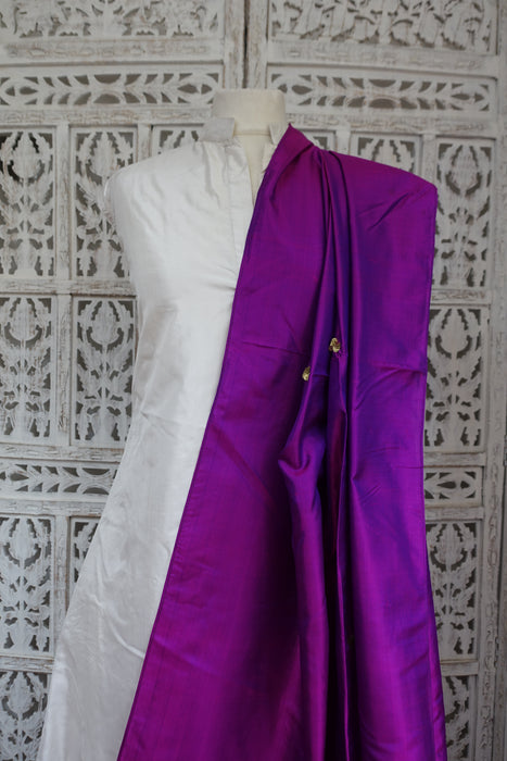 Purple Vintage Silk With Matt Gold Sequins - New