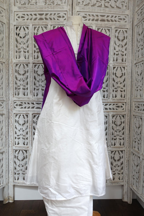 Purple Vintage Silk With Matt Gold Sequins - New