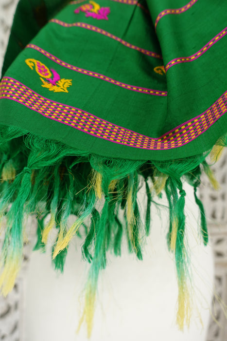 Yellow And And Green Pure Silk Vintage Dupatta - New