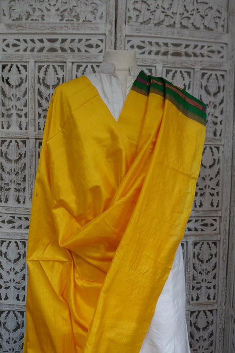 Yellow And And Green Pure Silk Vintage Dupatta - New