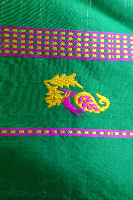 Yellow And And Green Pure Silk Vintage Dupatta - New