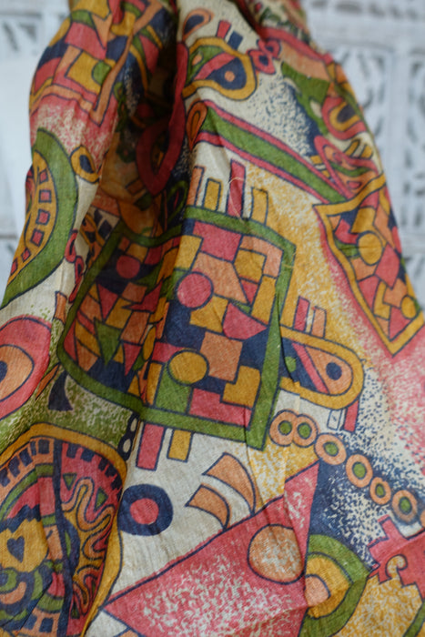 Multi Print Pure Tissue Silk Vintage Dupatta - New