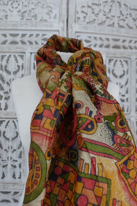 Multi Print Pure Tissue Silk Vintage Dupatta - New