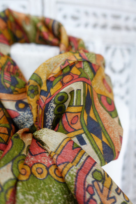 Multi Print Pure Tissue Silk Vintage Dupatta - New