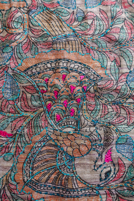 Multicoloured Silk Blend Embroidered Dupatta - New