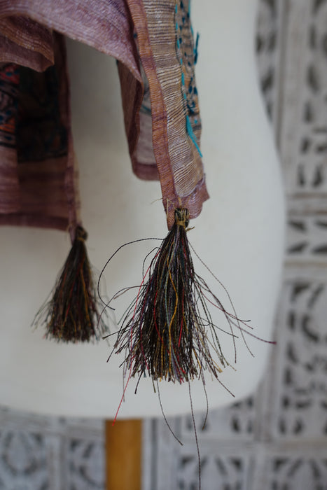 Multicoloured Silk Blend Embroidered Dupatta - New