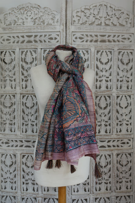 Multicoloured Silk Blend Embroidered Dupatta - New