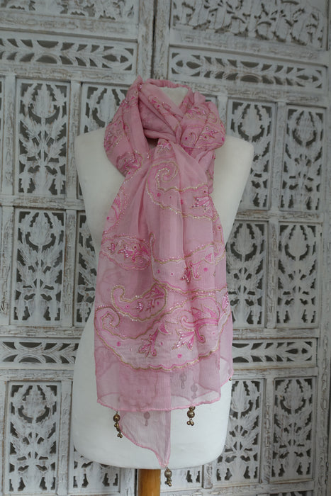 Baby Pink Paisley Shaped Dupatta - New