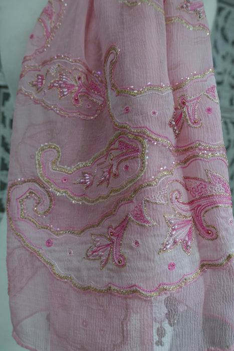 Baby Pink Paisley Shaped Dupatta - New