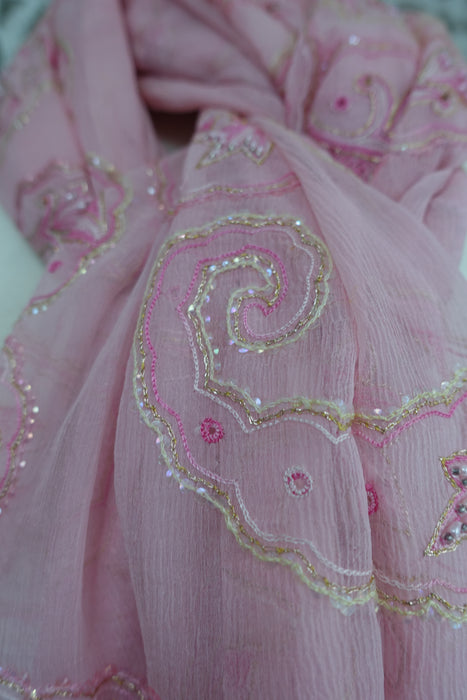 Baby Pink Paisley Shaped Dupatta - New