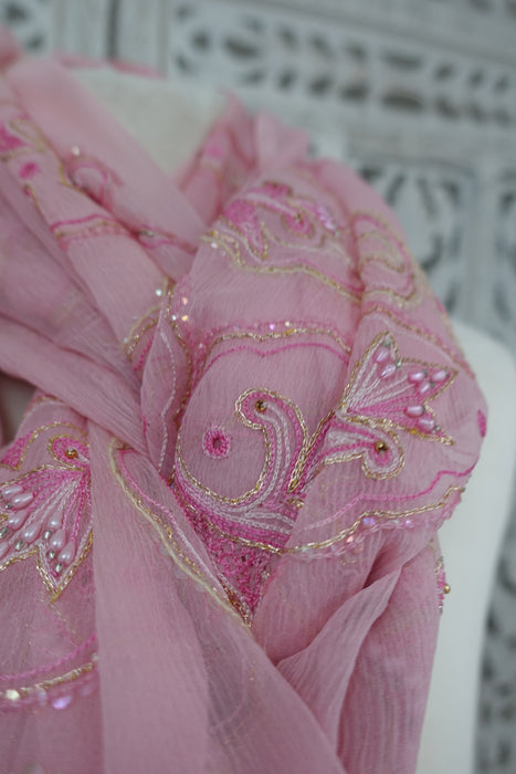 Baby Pink Paisley Shaped Dupatta - New
