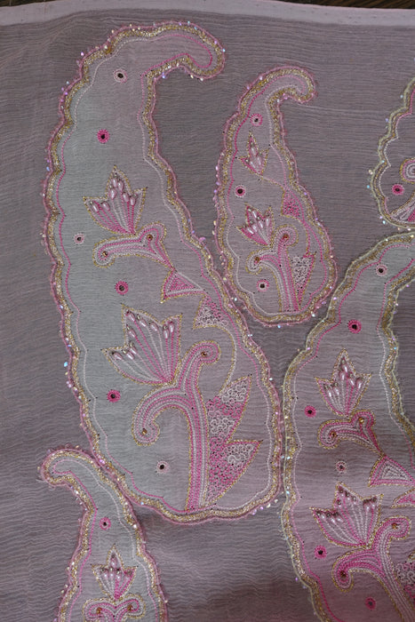 Baby Pink Paisley Shaped Dupatta - New