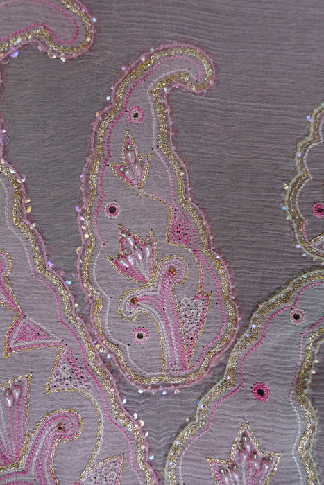 Baby Pink Paisley Shaped Dupatta - New