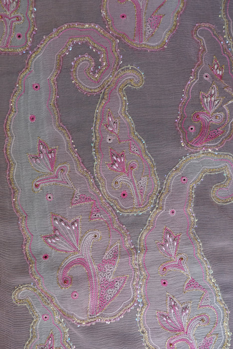 Baby Pink Paisley Shaped Dupatta - New