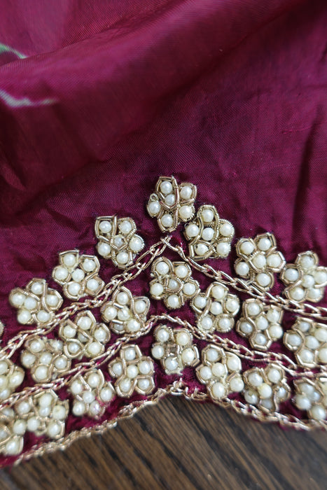 Plum Floral Crepe Dupatta - For Spares