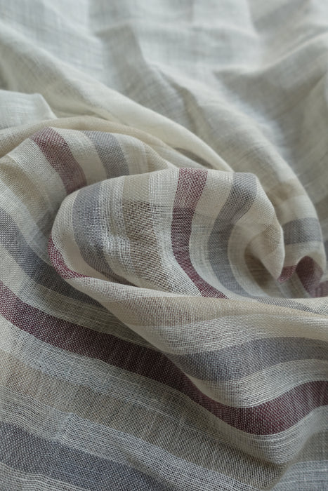 Cream And Beige Stripe Linen Scarf