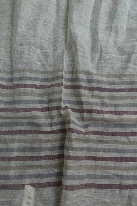 Cream And Beige Stripe Linen Scarf