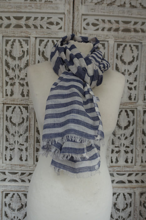 Blue And White Cotton Scarf