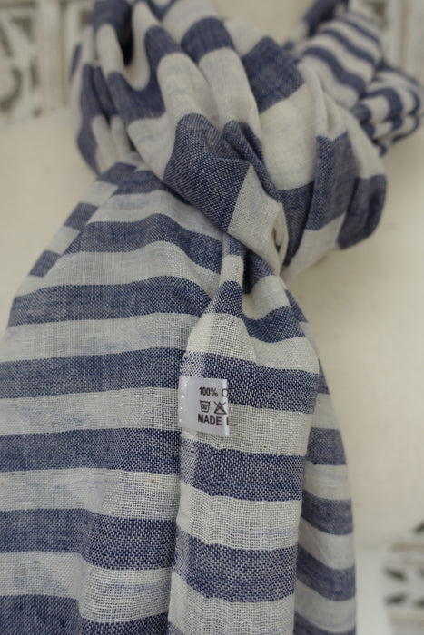 Blue And White Cotton Scarf