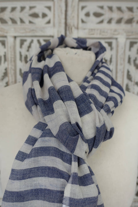 Blue And White Cotton Scarf