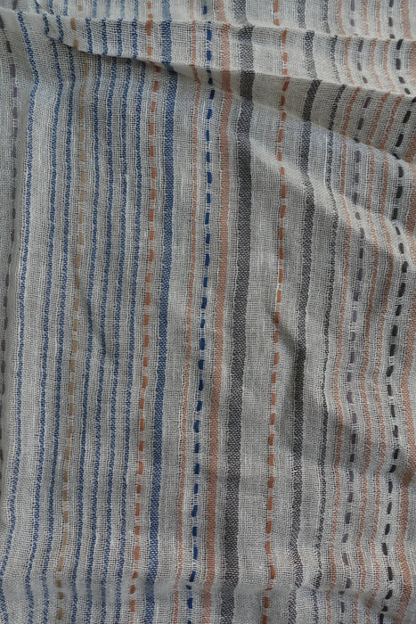 Blue Stripe Linen Woven Scarf