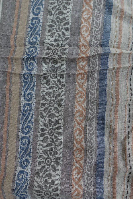 Blue Stripe Linen Woven Scarf