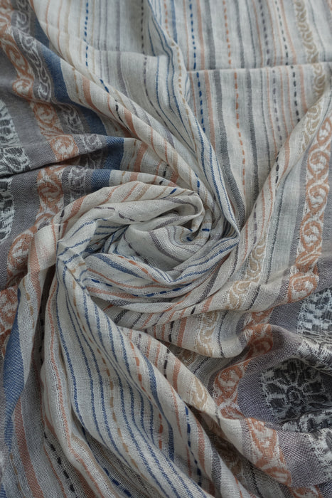 Blue Stripe Woven Scarf