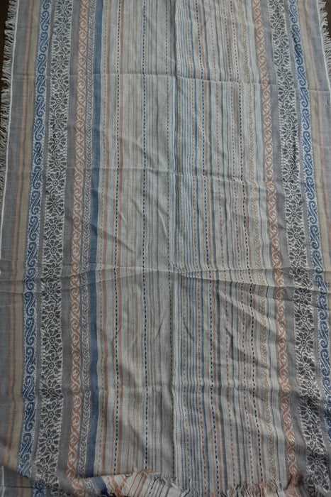 Blue Stripe Linen Woven Scarf