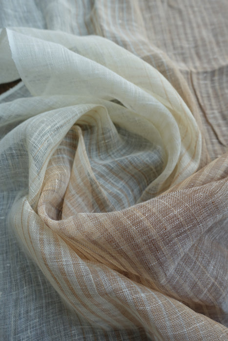 Beige And White Linen Scarf