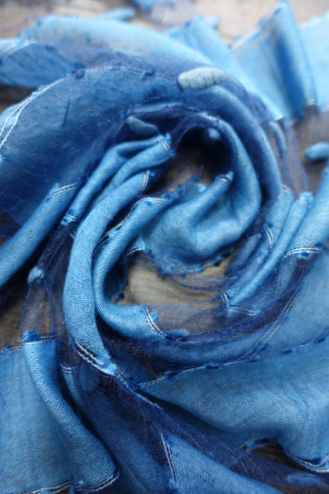 Powder Blue Silk Voile Scarf Handloom