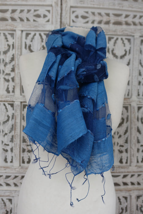 Powder Blue Silk Voile Scarf Handloom