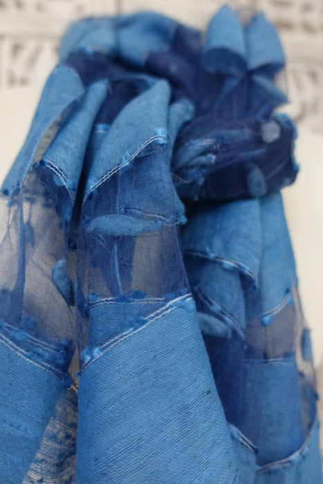Powder Blue Silk Voile Scarf Handloom