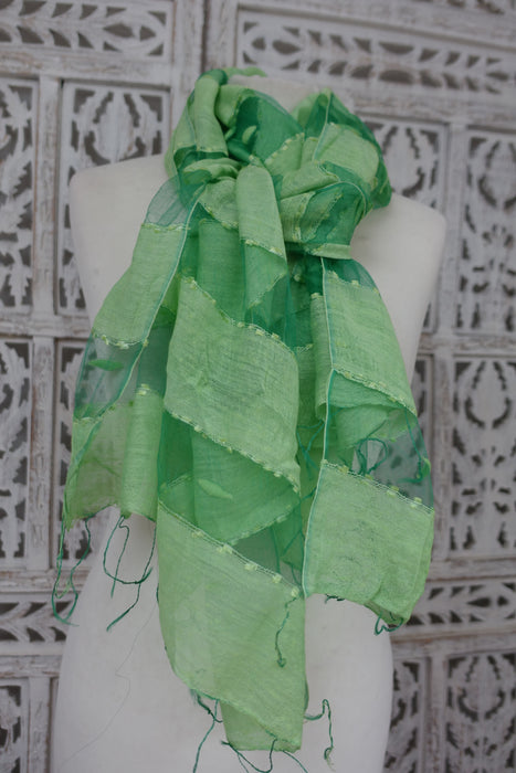 Mint Green Silk Voile Scarf Handloom