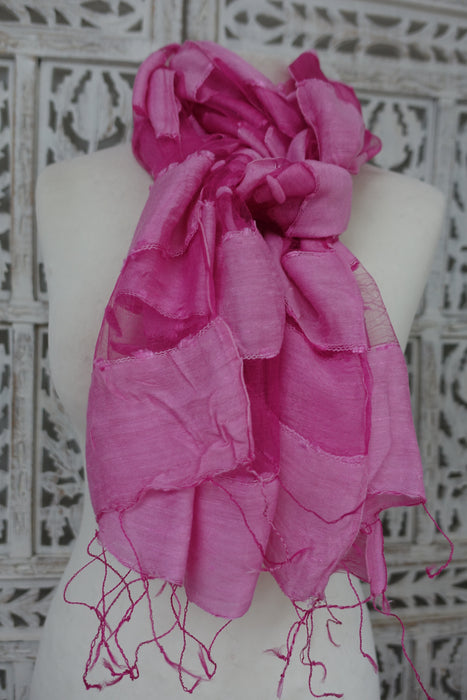 Pink Silk Voile Scarf Handloom