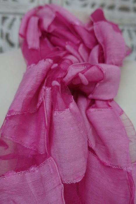 Pink Silk Voile Scarf Handloom