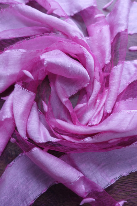 Pink Silk Voile Scarf Handloom