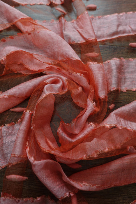 Orange Silk Voile Scarf Handloom