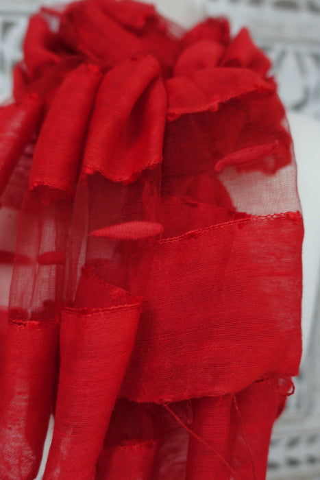Red Silk Voile Scarf Handloom
