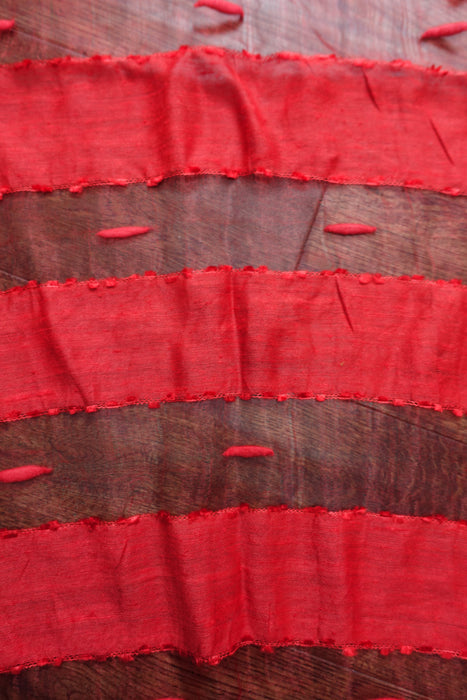 Red Silk Voile Scarf Handloom