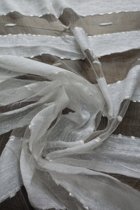 White Silk Voile Scarf Handloom
