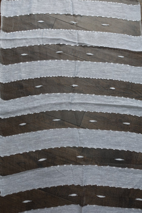 White Silk Voile Scarf Handloom