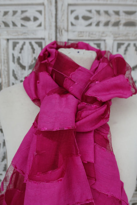 Hot Pink Silk Voile Scarf Handloom