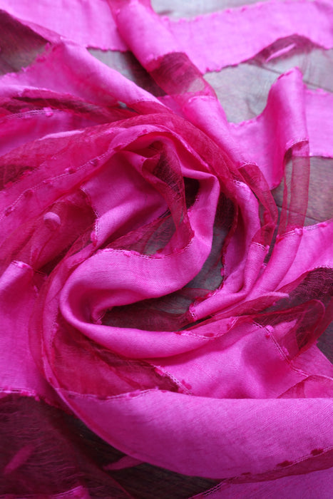 Hot Pink Silk Voile Scarf Handloom