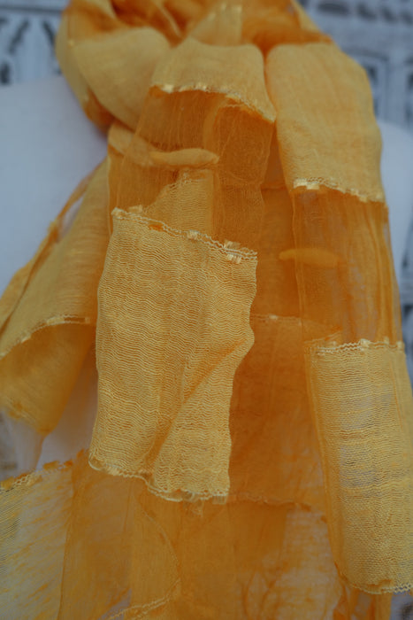 Yellow Silk Voile Scarf Handloom