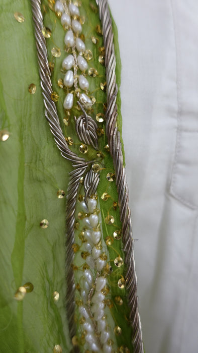 Green Vintage Chiffon Dupatta - Preloved